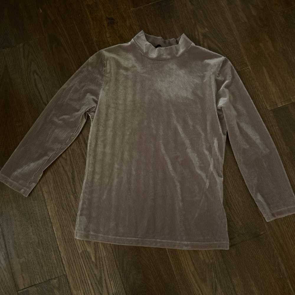 SHEIN Velvet Long Sleeve Top - Taupe